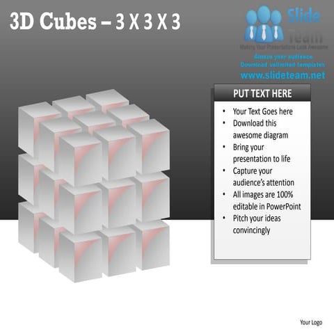 3d cubes 3x3x3 powerpoint presentation slides ppt templates
