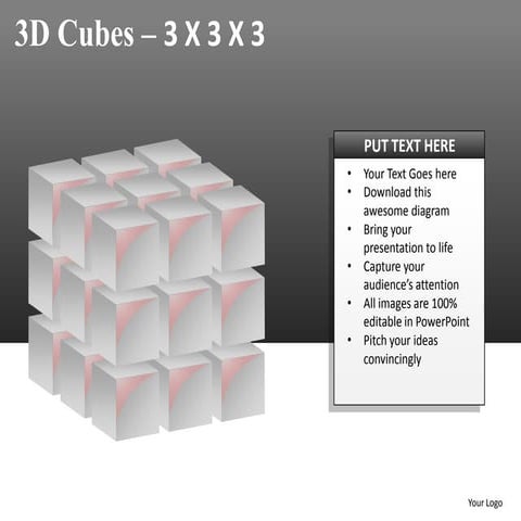 3d cubes 3x3x3 powerpoint presentation templates