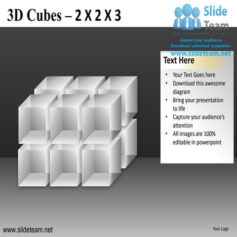 3d cubes building blocks stacked 2x2x3 powerpoint ppt templates.