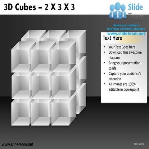 3d cubes building blocks stacked 2x3x3 powerpoint ppt templates.