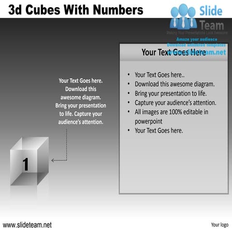 3d cubes building blocks stacked with numbers powerpoint presentation slides.