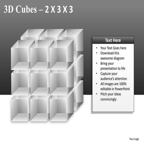 3d cubes building planning 2x3x3 powerpoint presentation templates