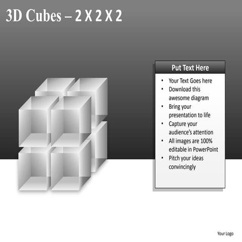 3d cubes process planning 2x2x2 powerpoint presentation templates