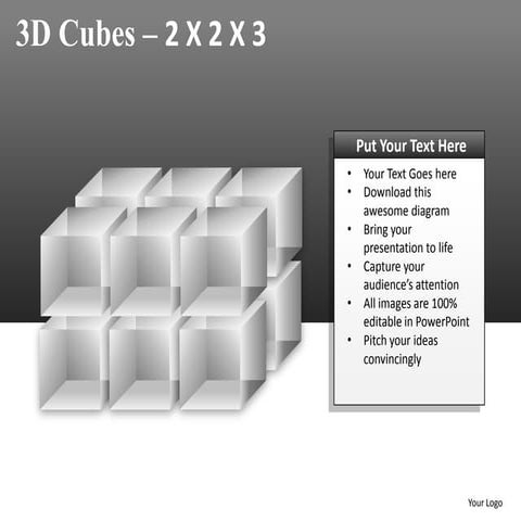 3d cubes process planning building 2x2x3 powerpoint presentation templates