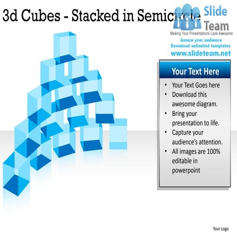 3d cubes stacked in semicircle powerpoint presentation slides ppt templates