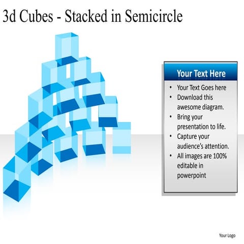 3d cubes stacked in semicircle powerpoint presentation templates