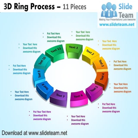 3 d display pie chart  process 11 pieces powerpoint diagrams and powerpoint t...