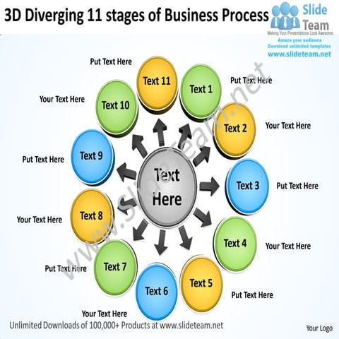 Pie chart with center 9 stages powerpoint diagrams and powerpoint ...
