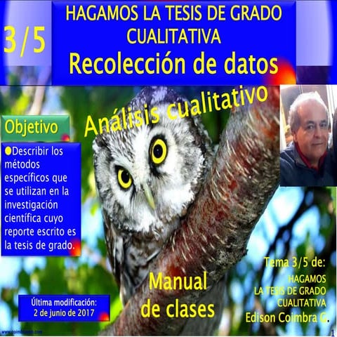 3de5. Hagamos la tesis cualitativa. Recolección de datos