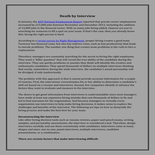 death by interview