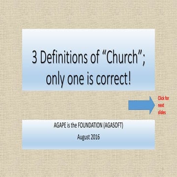 3 Definitions of “Church”; Only One is Correct