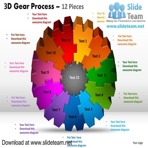 Interconnected gear pieces smart arts process 4 stages style 1 ...