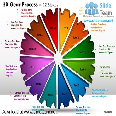 3 d pie chart circular with hole in center 12 stages powerpoint ...