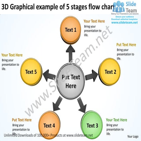 3d graphical example of 5 stages flow chart cycle network power point slides