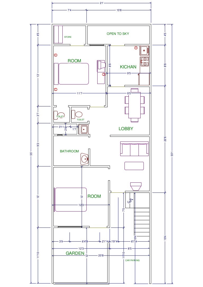 55x21 Feet House Design