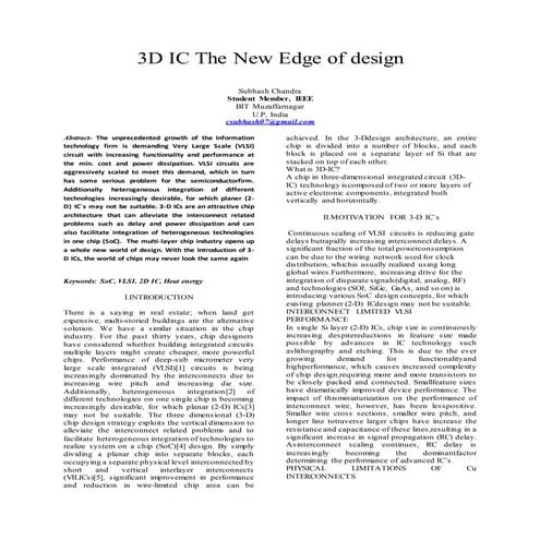 3D ic the new edge of electronics