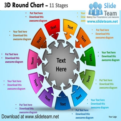 3 d interconnected circular puzzle pieces  11 stages powerpoint diagrams and ...