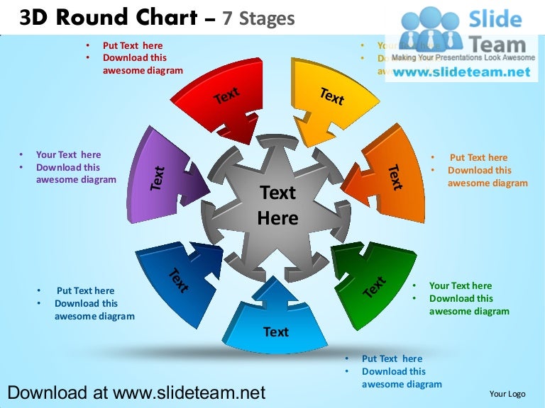 3 D Interconnected Circular Puzzle Pieces 7 Stages Powerpoint Diagra 