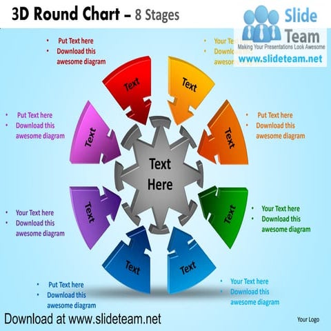3 d interconnected circular puzzle pieces  8 stages powerpoint diagrams and p...