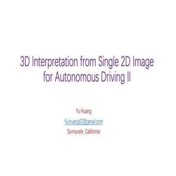 3-d interpretation from single 2-d image for autonomous driving II