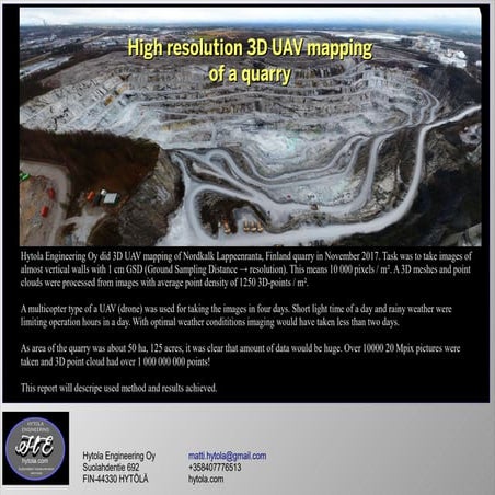 3D mapping of a quarry