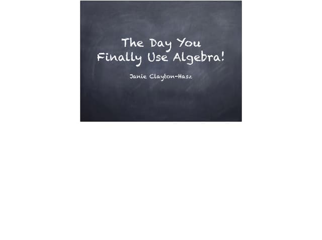 The Day You Finally Use Algebra: A 3D Math Primer