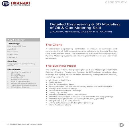 3D Modeling & Detail Engineering for Metering Skid of FPSO Catcher | PDF