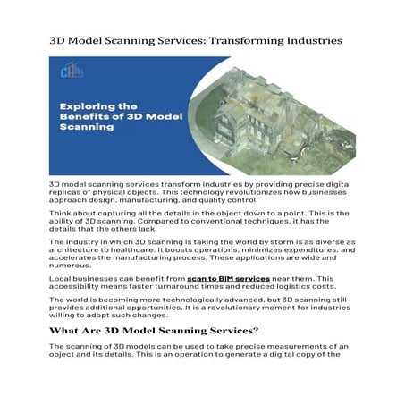 3D Model Scanning Services: Transforming Industries