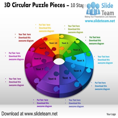 3 d pie chart circular puzzle with hole in center pieces 10 stages style 4 po...