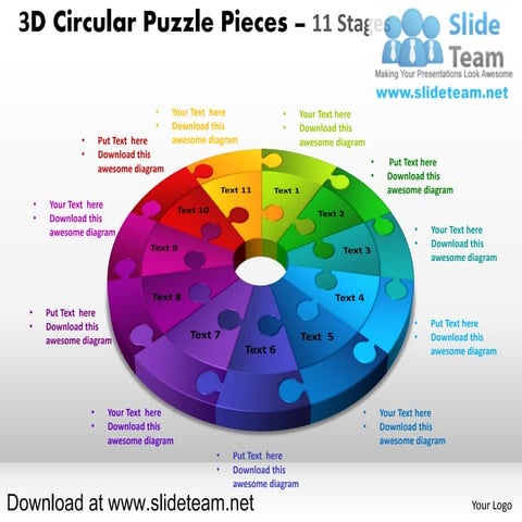 3 d pie chart circular puzzle with hole in center pieces 11 stages style 4 po...