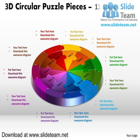 3 d pie chart circular puzzle with hole in center pieces 11 stages style 5 po...