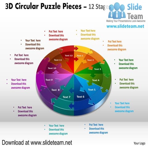 3 d pie chart circular puzzle with hole in center pieces 12 stages style 1 po...
