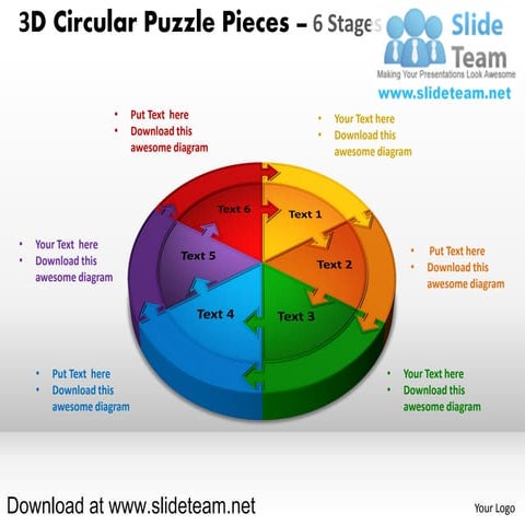 3 d pie chart circular puzzle with hole in center pieces 6 stages style 1 pow...