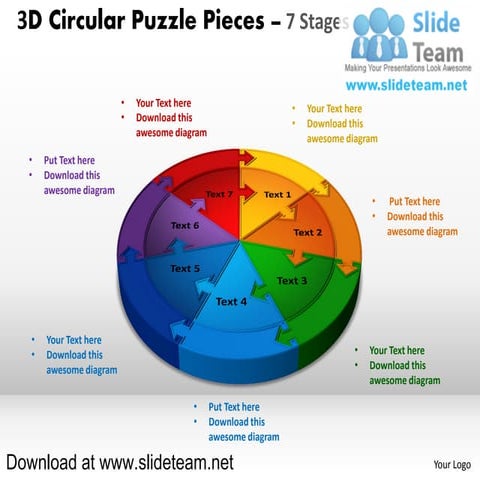 3 d pie chart circular puzzle with hole in center pieces 7 stages style 1 pow...