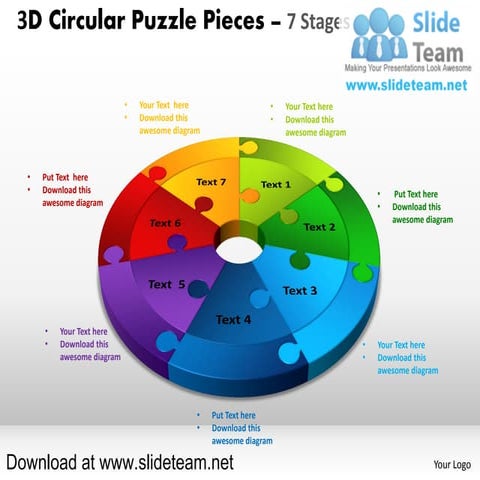 3 d pie chart circular puzzle with hole in center pieces 7 stages style 4 pow...