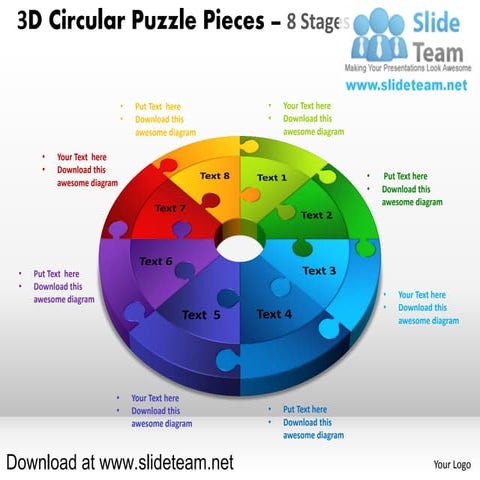 3 d pie chart circular puzzle with hole in center pieces 8 stages style 4 pow...