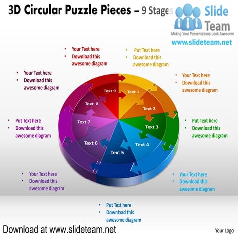 3 d pie chart circular puzzle with hole in center pieces 9 stages style 1 pow...