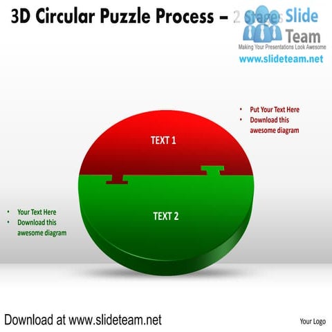 3 d pie chart circular puzzle with hole in center process 2 stages style 1 po...