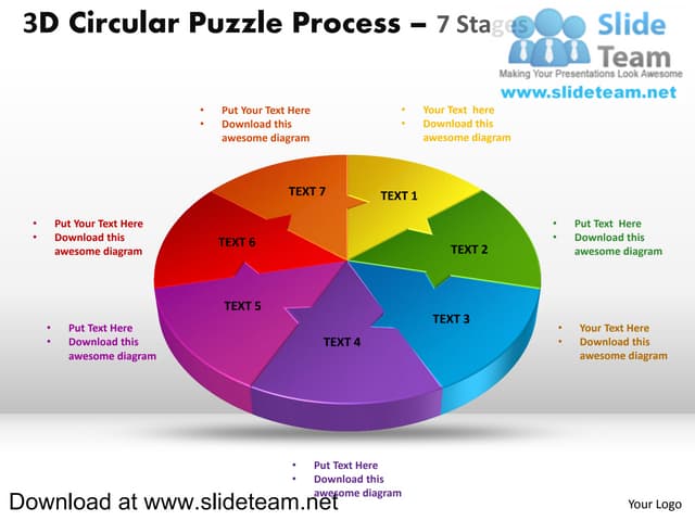 3 d pie chart circular puzzle with ...