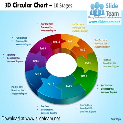 3 d pie chart circular with hole in center 10 stages powerpoint diagrams and ...