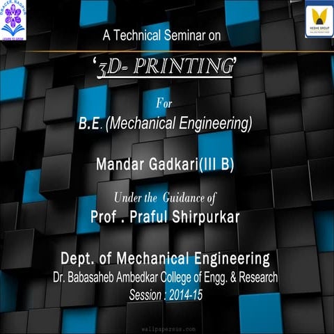3D printer  by Mandar Gadkari,3d printer, 3d printing, attractive ppt on 3d p...