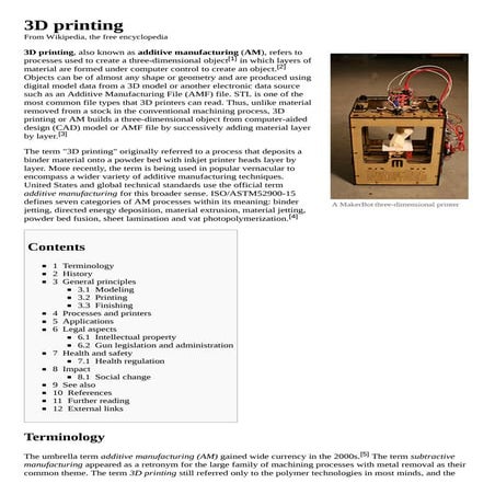 3D PRINTING/ PDF/EXICTING INFORMATION