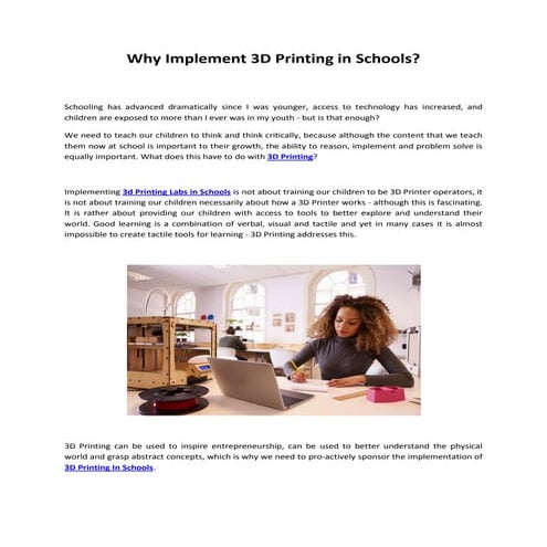 3d Printing In Schools