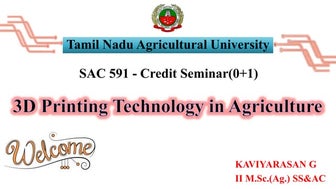 3D Printing Technology and its Applications on Agriculture