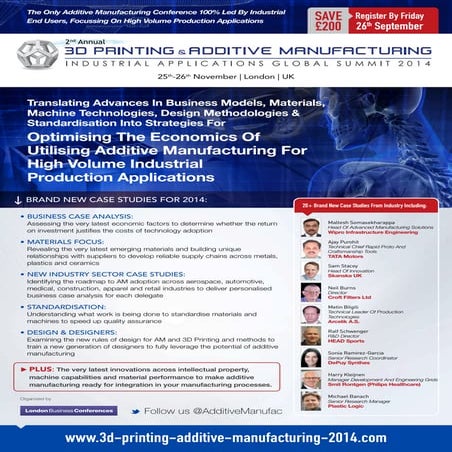 3D Printing & Additive Manufacturing: Production Application Initiative 2014
