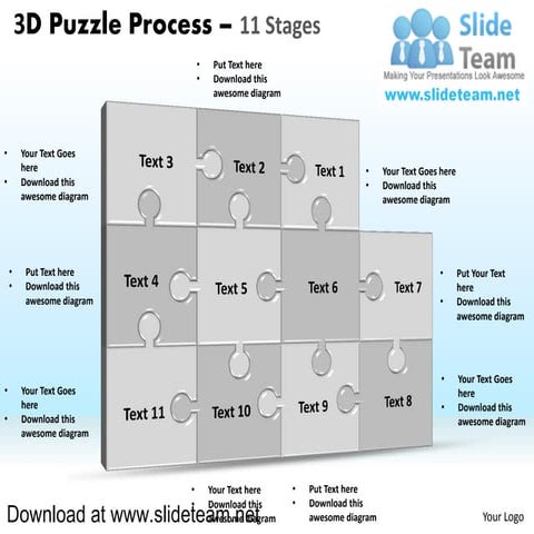 3 d puzzle pieces connected  jigsaw  stages 11 powerpoint diagrams and powerp...