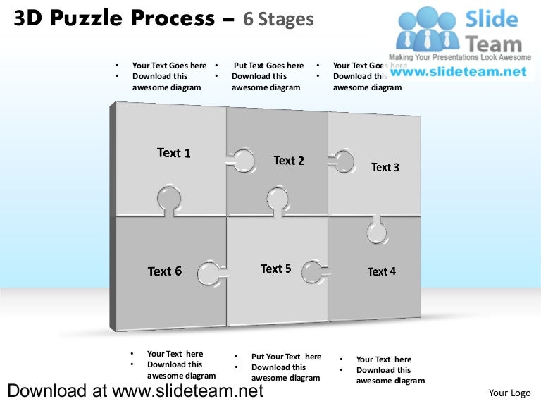 3 d puzzle pieces connected jigsaw stages 6 powerpoint presentation…