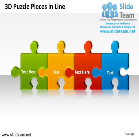 3d puzzle pieces in line powerpoint ppt slides.