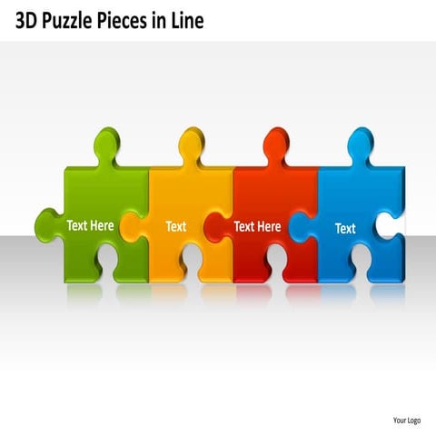 3d puzzle pieces in line powerpoint presentation templates