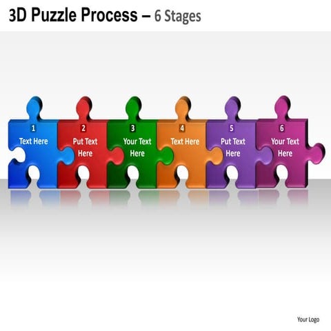 3d puzzle process 6 stages powerpoint presentation templates